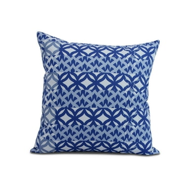 Simply Daisy, 18" x 18" Greeko Simple, Geometric Print Outdoor Pillow, Royal Blue