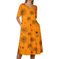 thumbnail image 5 of Women's Halloween Print Casual Dress, Round Neck with Pockets Design for Daily Wear, Relaxed Fit for Everyday Outings, Halloween Themed Dress for Ladies Saffron 2XL, 5 of 6