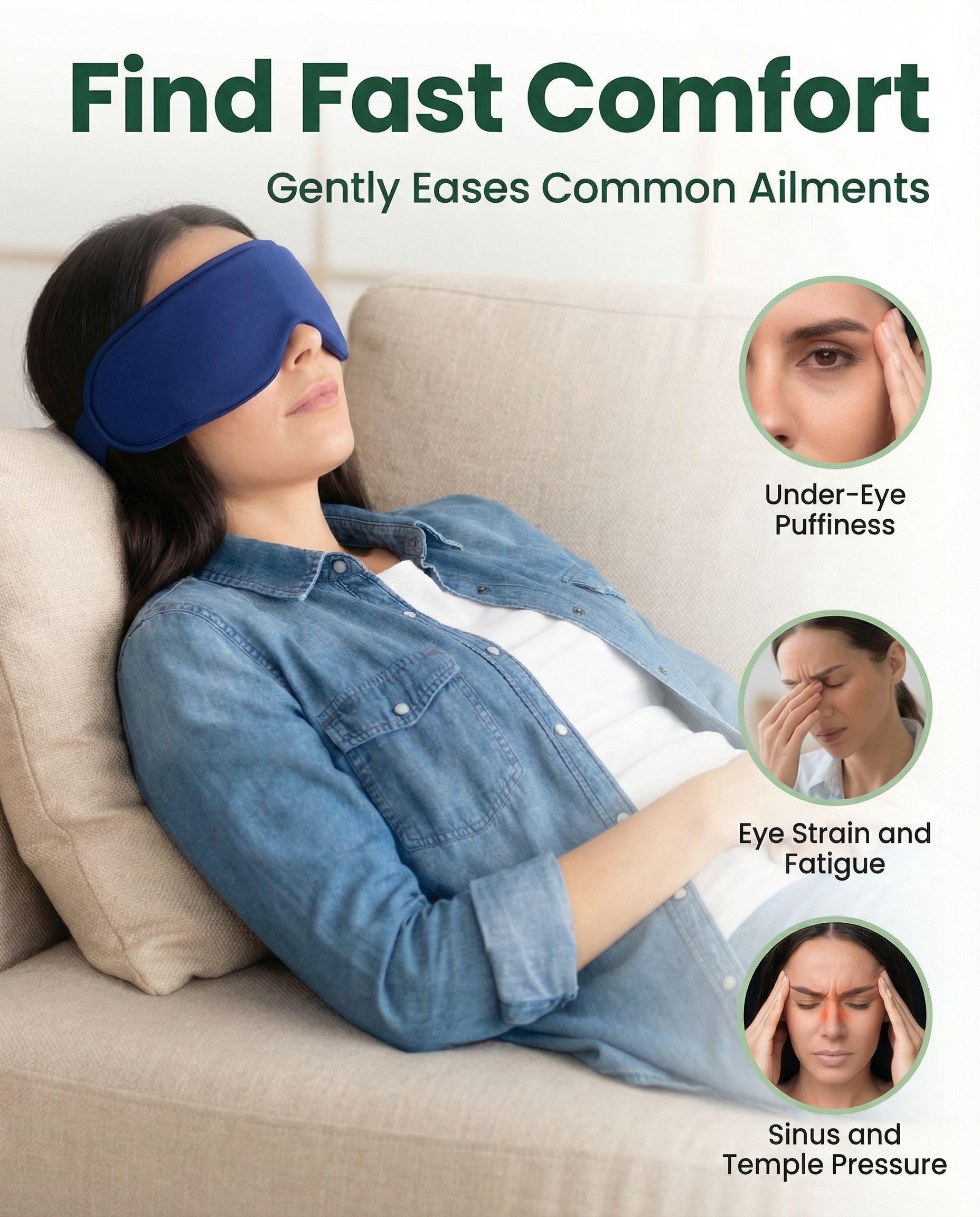 FACEMOON Reusable Cooling Eye Mask Large Comfort Fit for Puffy Eyes Dark Circles Relief Soft Thick Gel Flexible Travel Essential Black