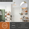 thumbnail image 2 of Devon 12.75-in W LED Compatible Glossy White and Gold Satin Brass Mid-Century Modern Semi Flush Mount Ceiling Light, 2 of 12