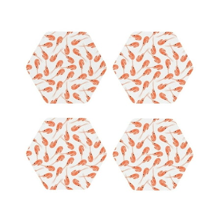 

Drink Coasters Set of 4 Shrimp Pattern No.J91 Leather Coasters for Coffee Table Protector Heat Resistant Cute Coasters for Home Decor Housewarming Gifts Bar Kitchen 4 Inch Hexagon