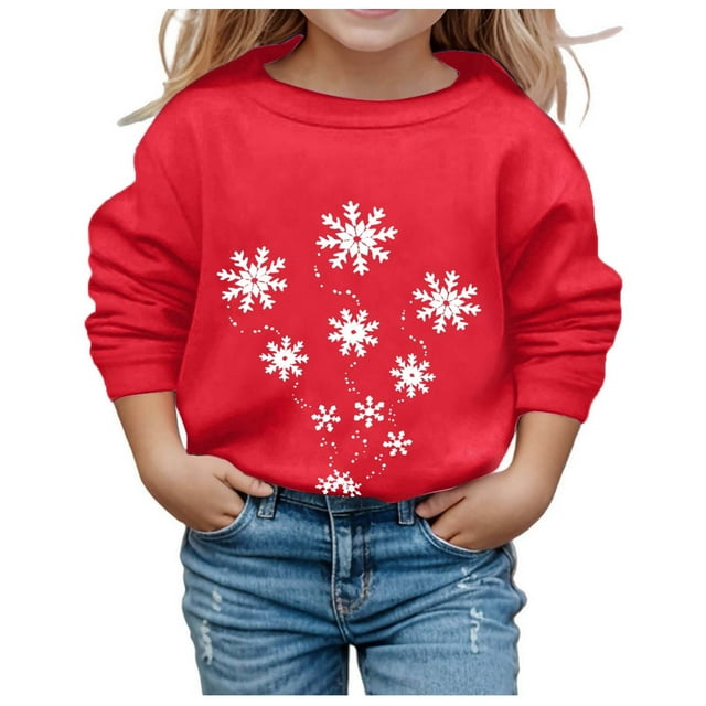MIASHUI Chandail à Capuchon et Chandails en Molleton pour Filles - Automne Hiver Imprimé de Noël Col Rond Manches Longues Chandail en Molleton Décontracté pour Filles