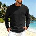 thumbnail image 2 of SHTXOZHI Crew Neck Pullover for Men Casual Layering Long Sleeve T-Shirts Travel Vacation Tops Work Basic Tees, 2 of 5