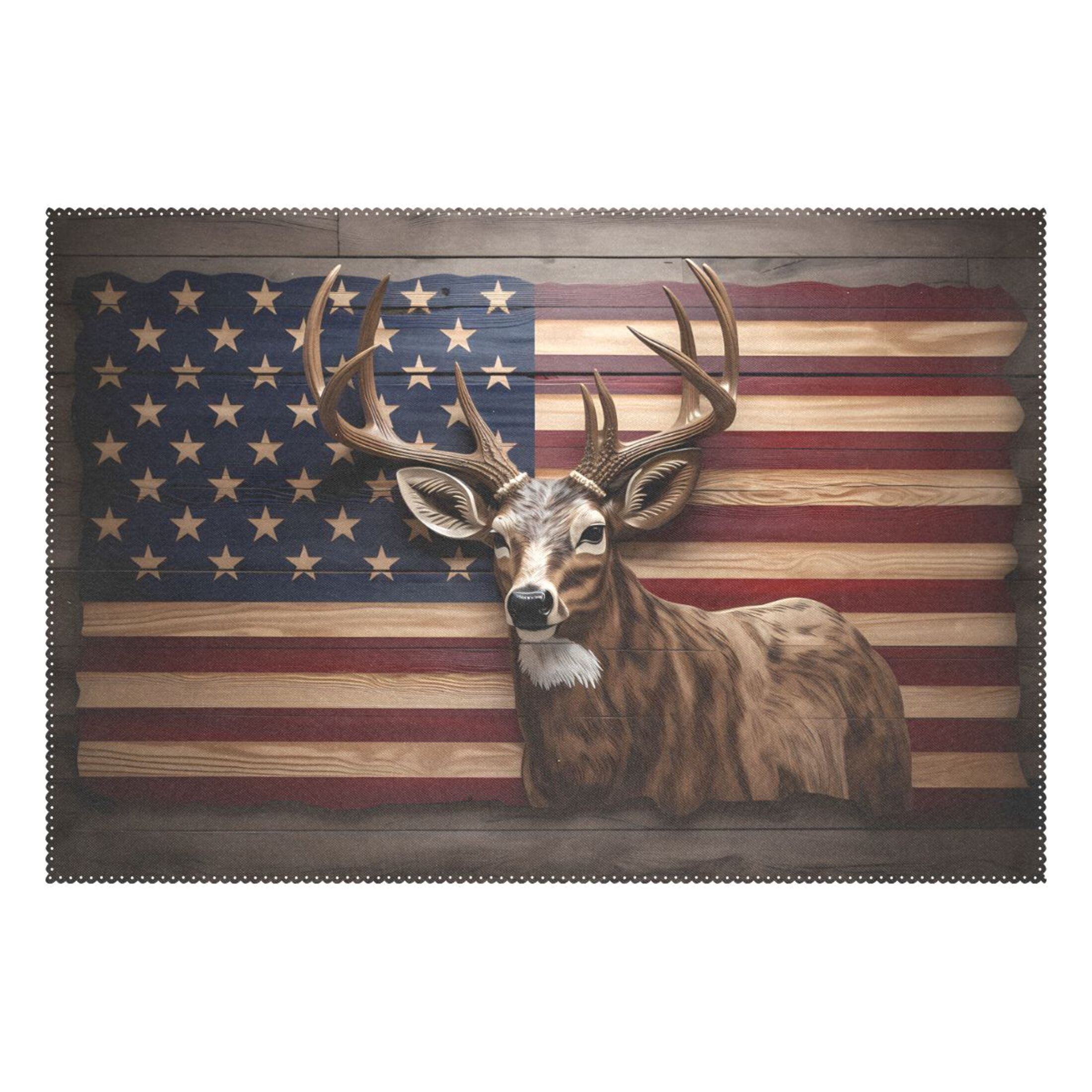 American Flag Deer 12×18 inch Placemats Heat Resistant Washable Foldable Rectangular Placemats Set Decoration Indoor Outdoor for Kitchen Dining Table 6PCs