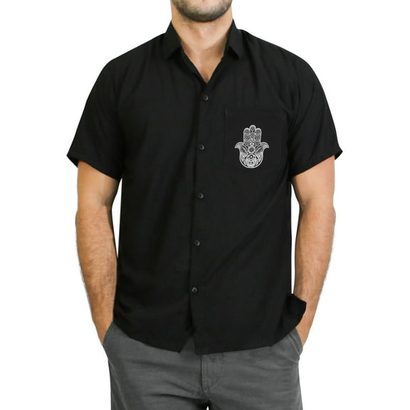 HAPPY BAY Men's Beach Summer Button Down Short Sleeve Untucked Casual Shirt With Pocket Solid Oxford Shirts for Men M Dak Night Sky_AE29