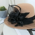 thumbnail image 4 of Veil Fedora Felt Hat: Derby Hats for Women 2025, Vintage Floral Veil Design Wide Brim Fedora Hats for Women, 4 of 7