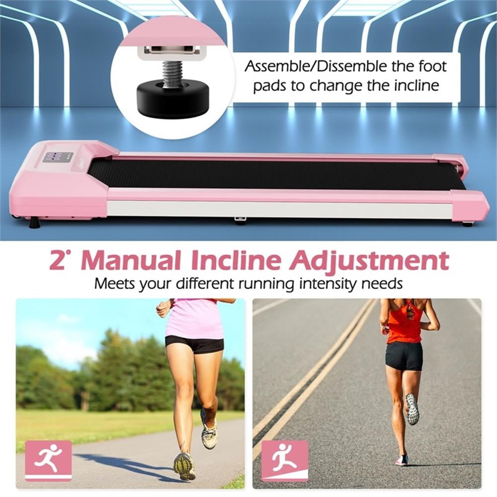Pemberly Row Walking Pad with 265 lbs Capacity Remote Control Treadmill in Pink