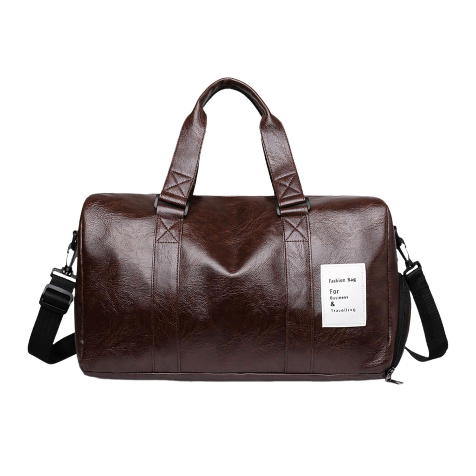 LOVIVER Sports Gym Bag PU Leather Portable Travel Duffle Bag for Exercise Sports Gym Brown Walmart