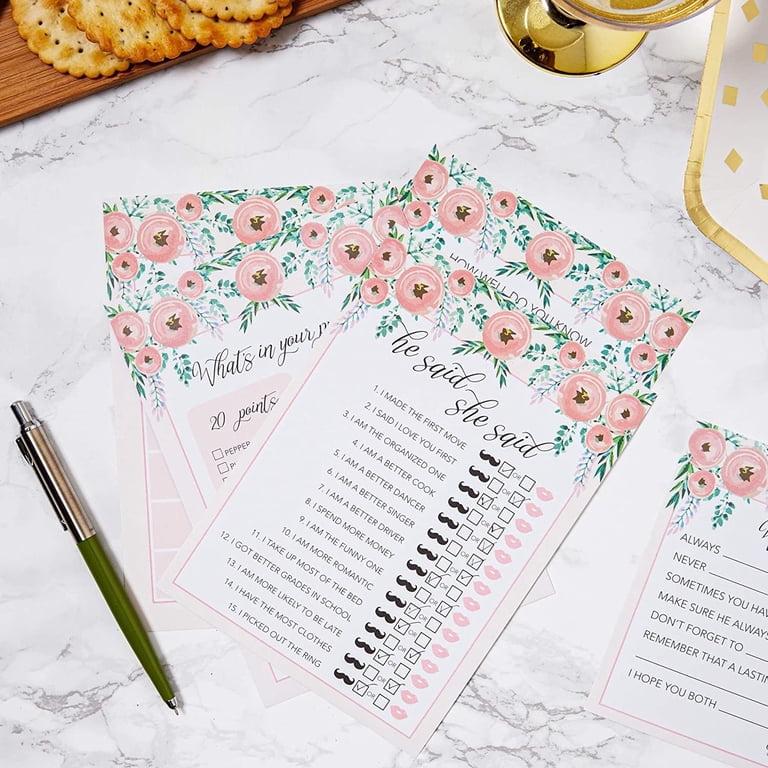 Bridal Shower Game Cards – Boho Wedding Shower Games For 25 Guests, Engagement & Bachelorette Party Activities