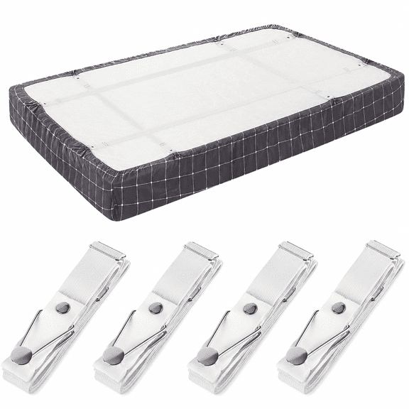 Florenta Adjustable Fitted Sheet Clips — Bed Sheet Holder Straps with Elastic Grippers for Sheets,Mattress Covers,and Sofa Cushions (4 Pack)