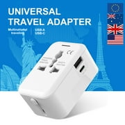 Universal Travel Adapter, OGEDNAC International Conversion Plug Adapter with Type C, European Travel Plug Adapter for USA EU UK AUS, White