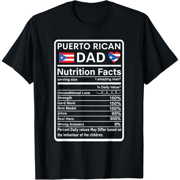 Premium model-Unisex-100% cotton-Puerto Rican Dad Nutrition Facts Boricua Puerto Rico PR Flag T-Shirt