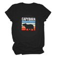thumbnail image 4 of QHWAUAKFBN T Shirts For Women Trendy Graphic Fun Graphic Capybara Selfie Cute Cartoon Printed Multi Color Tshirts Top, 4 of 4