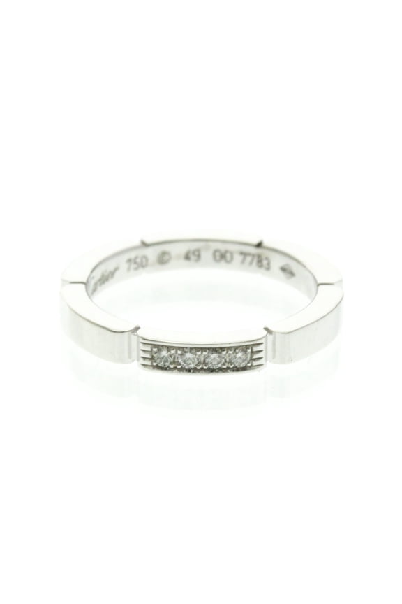Pre-Owned Cartier Maillon Panthre Ring With 4 Diamonds White Gold (18K) Fashion Diamond Band...