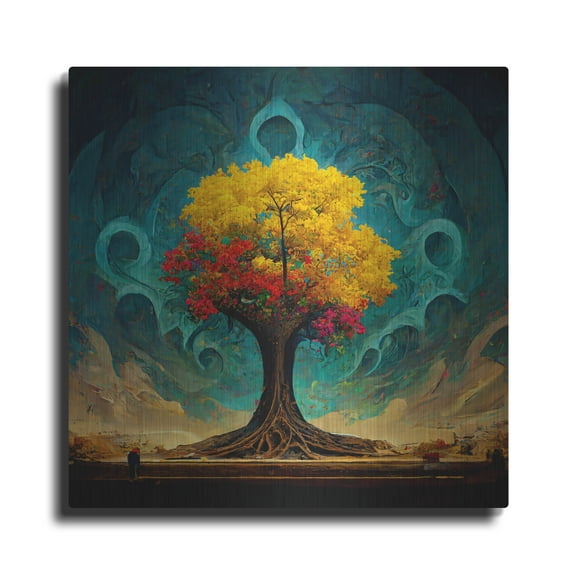 Luxe Metal Art 'Tree Of Life 26' by Ray Heere, Metal Wall Art, 12"x12"