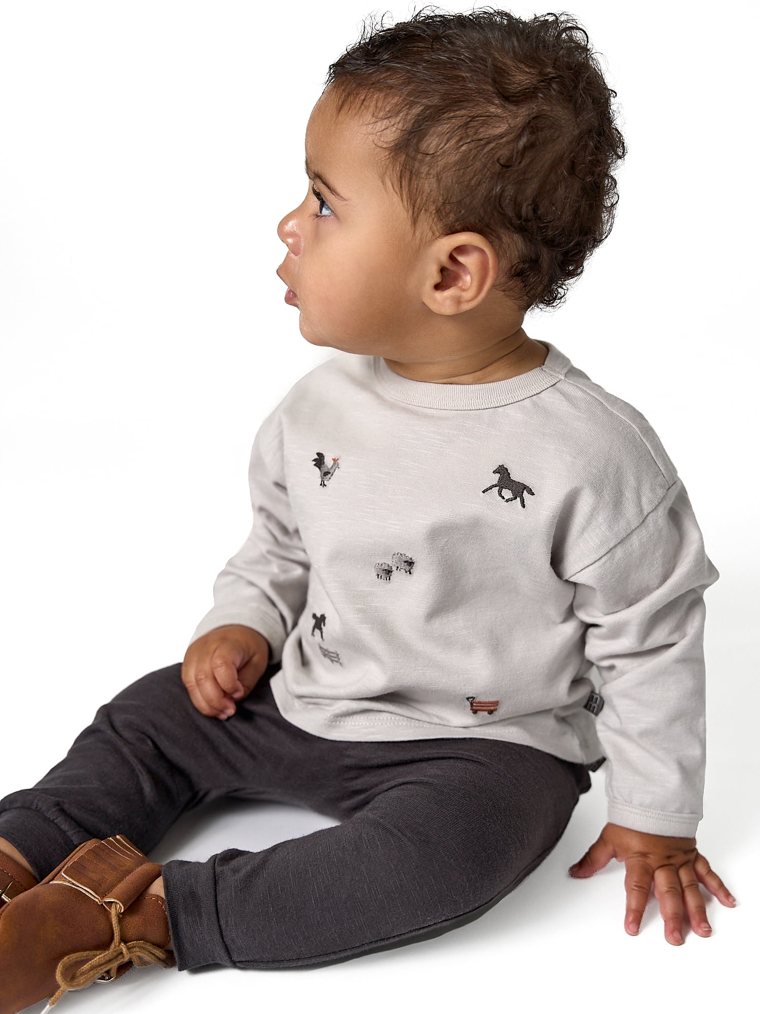 Modern Moments by Gerber Baby Boy Top and Harem Pant with Pocket Outfit Set, Sizes 0/3 Months - 24 Months