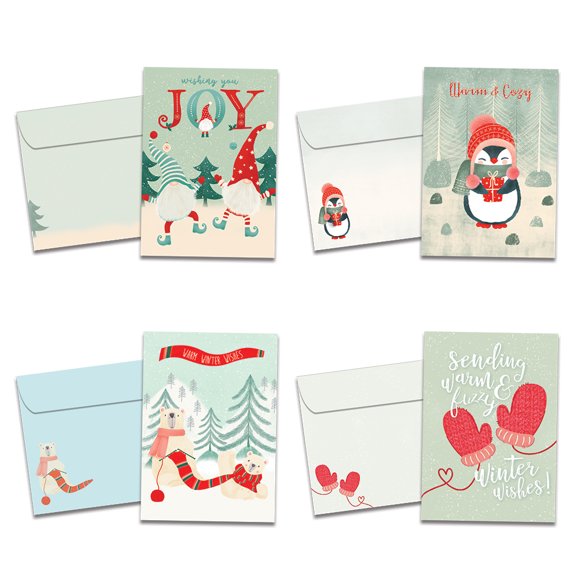 Tree-Free Greetings Holiday Greeting Card 16 Pack, 100% Recycled Paper, 5x7, Cute and Cozy (GP54372)
