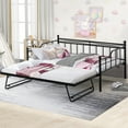 thumbnail image 2 of PAPROOS Twin Metal Daybed with Pop Up Trundle Bed, Heavy-Duty Steel Daybed for Bedroom Living Room, Modern Twin Size Daybed Frame with Adjustable Trundle, No Box Spring Needed, Black, 2 of 10