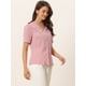 thumbnail image 3 of Blusa De Chifón Con Botones De Manga Corta Y Cuello Peter Pan Para Mujer Rosa S, 3 of 5