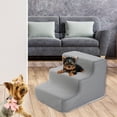 thumbnail image 6 of Dog Stairs Pet Steps Ramp Sturdy Machine Washable Cover for Older Dogs, 3 Step Grey, 6 of 8