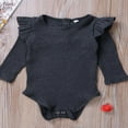 thumbnail image 3 of Infant Newborn Baby Boy Girl Long Sleeve Romper Cotton Ruffled Solid Color Bodysuit, 3 of 6