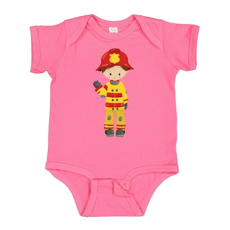 

Inktastic Fireman Firefighter Firefighting Brown Hair Gift Baby Boy Bodysuit
