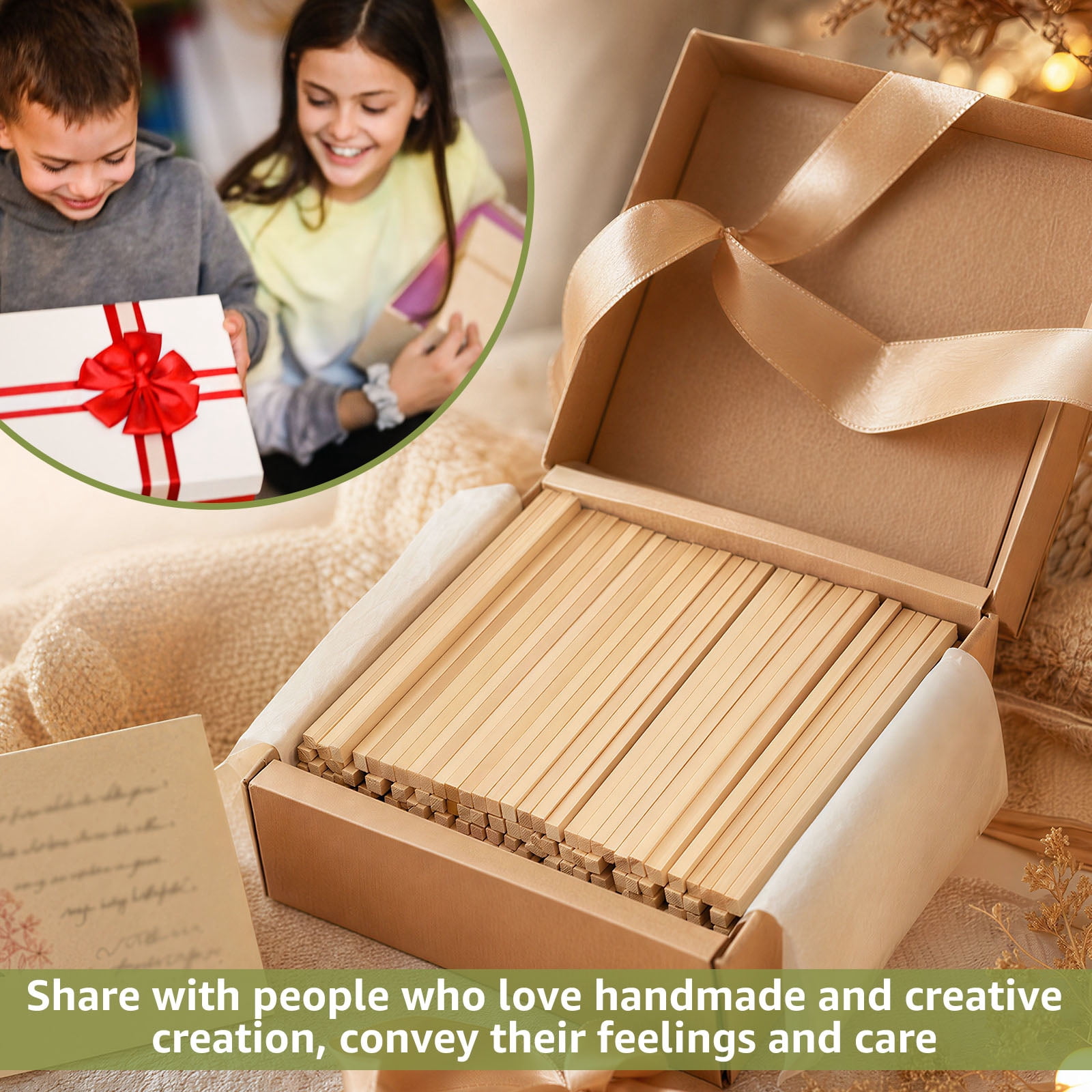 100Pcs Balsa Wood Sticks 0.12inch Square Wood Dowel Rods Unfinished Craft Sticks for Craft DIY Supplies Arts and DIYers