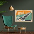 thumbnail image 2 of Vintage Wall Art with Frame, Stars Cant Wait Retro Advertisement with Rocket Launch Your Business Image, Printed Fabric Poster for Bathroom Living Room, 35" x 23", Multicolor, by Ambesonne, 2 of 2