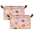 thumbnail image 2 of Rectangle Storage Basket with Handles Flowers Pink Background Collapsible Storage Bin Large Storage Bins Decorative for Clothes Toys Bedroom, 2 of 8