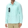 WEILANXIN Store Weilanxin Men's Sun Protection Fishing Shirts Long Sleeve Travel Work Shirts for Men UPF50+ Button UP Shirts with Zipper Pockets Light Green 2XL