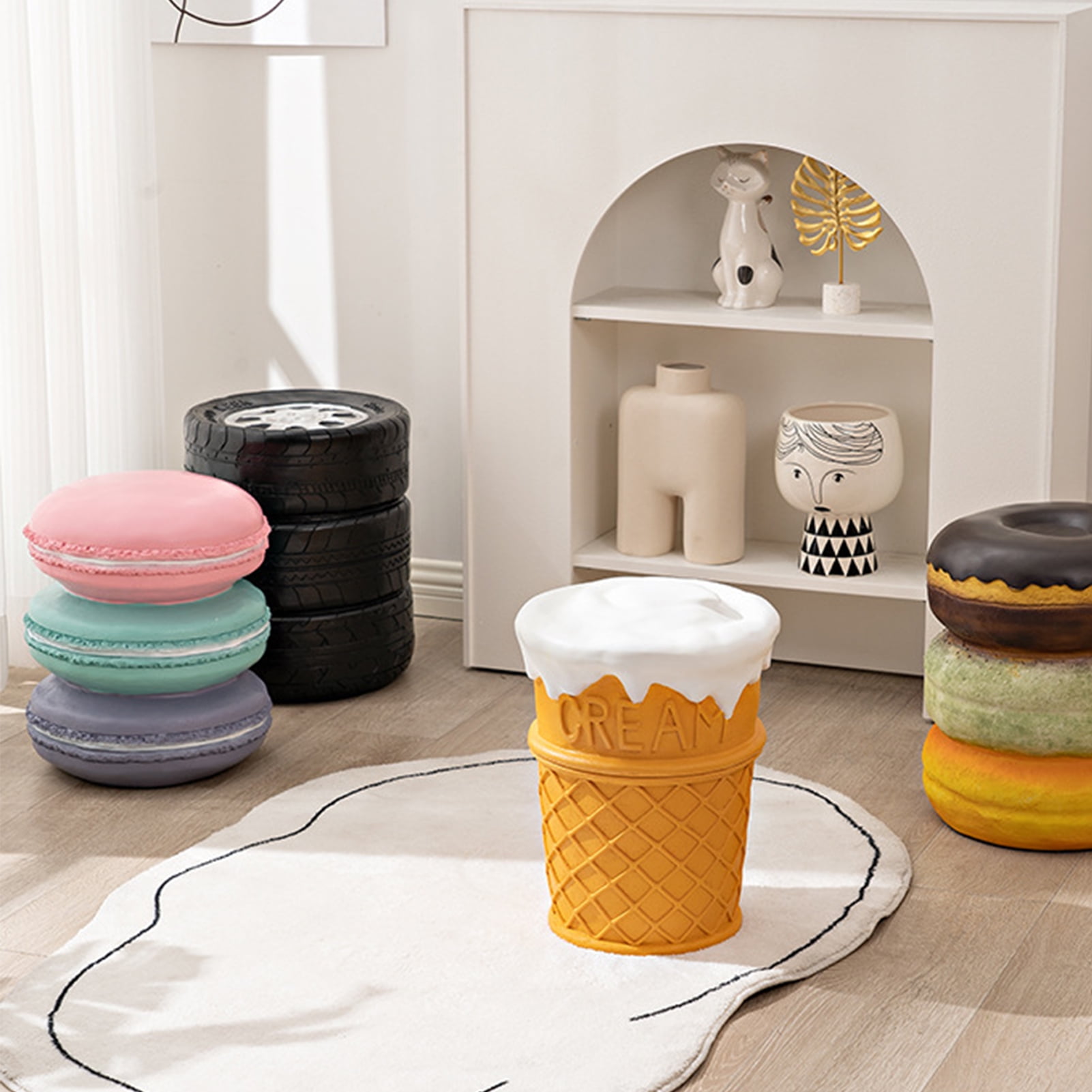 Food Shoe Changing Stool, Resin Comfortable Simulated Food Stool