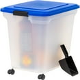 thumbnail image 1 of CHOK USA 22 Lbs / 28 Qt WeatherPro Airtight Pet Food Storage Container with Attachable Casters  For Dog Cat Bird and Other Pet Food Storage Bin  Keep Fresh  Easy Mobility  BPA Free  Smoke, 1 of 8