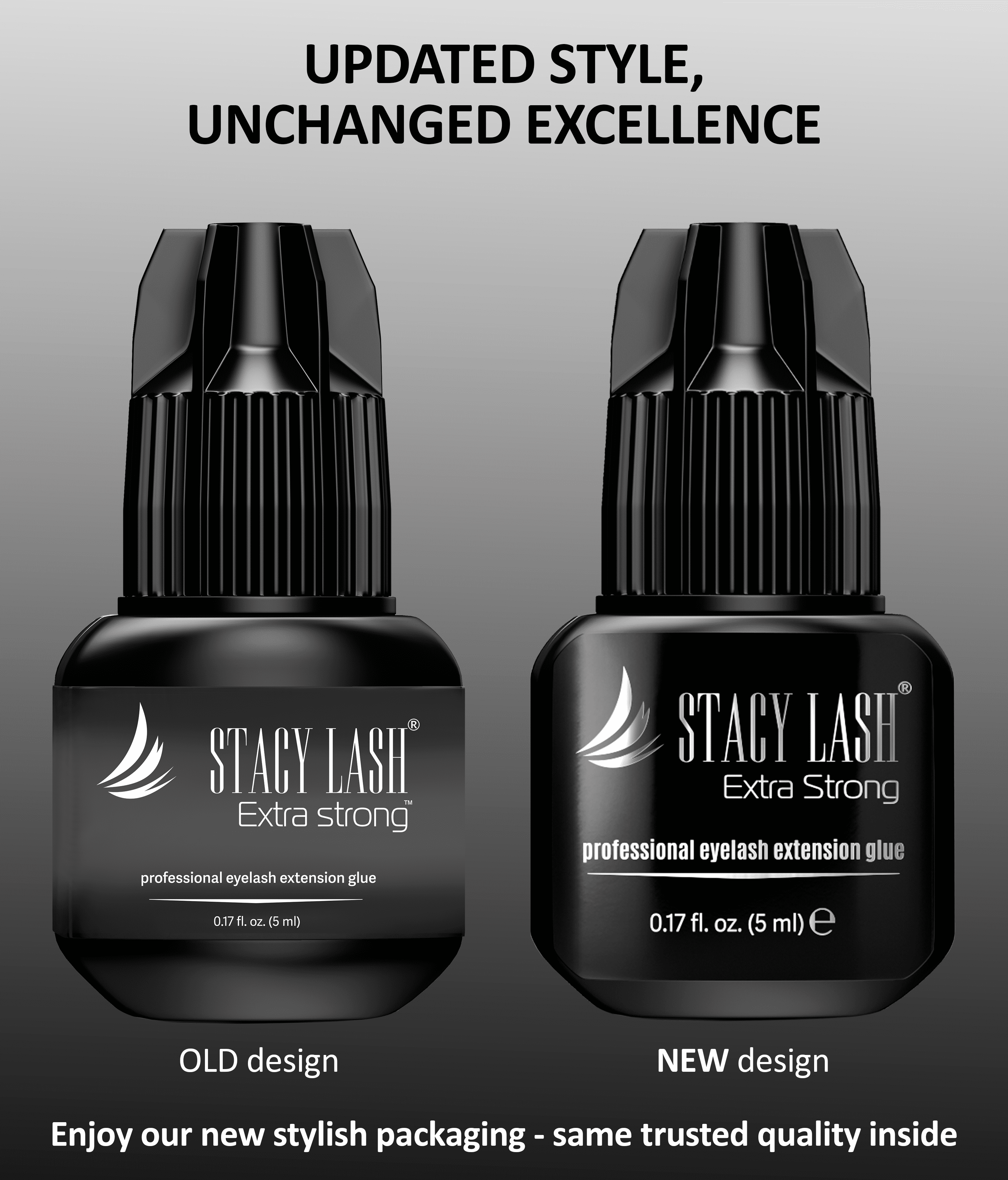 Stacy Lash Extra Strong Adhesive (0.17 fl.oz / 5 ml) / Black Cyanoacrylate Eyelash Extension Glue / Strong and Fast Drying Formula / Professional Use Only