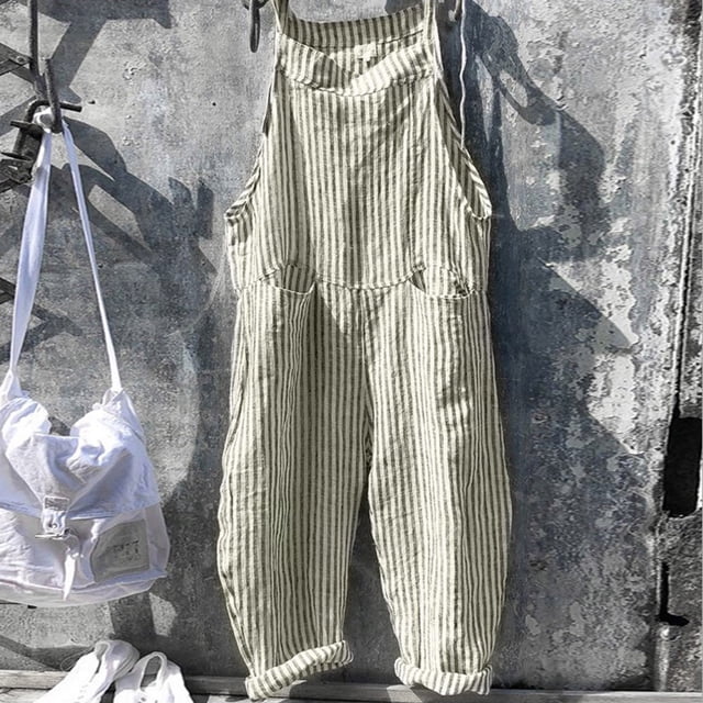 GZWYHT Combinaisons pour Femmes Salopettes pour Femmes Mode Femmes Combinaison Sans Manches à Poches Combinaison Rayée Combinaison Combinaisons pour Femmes Combinaisons pour l'Été Vert TG