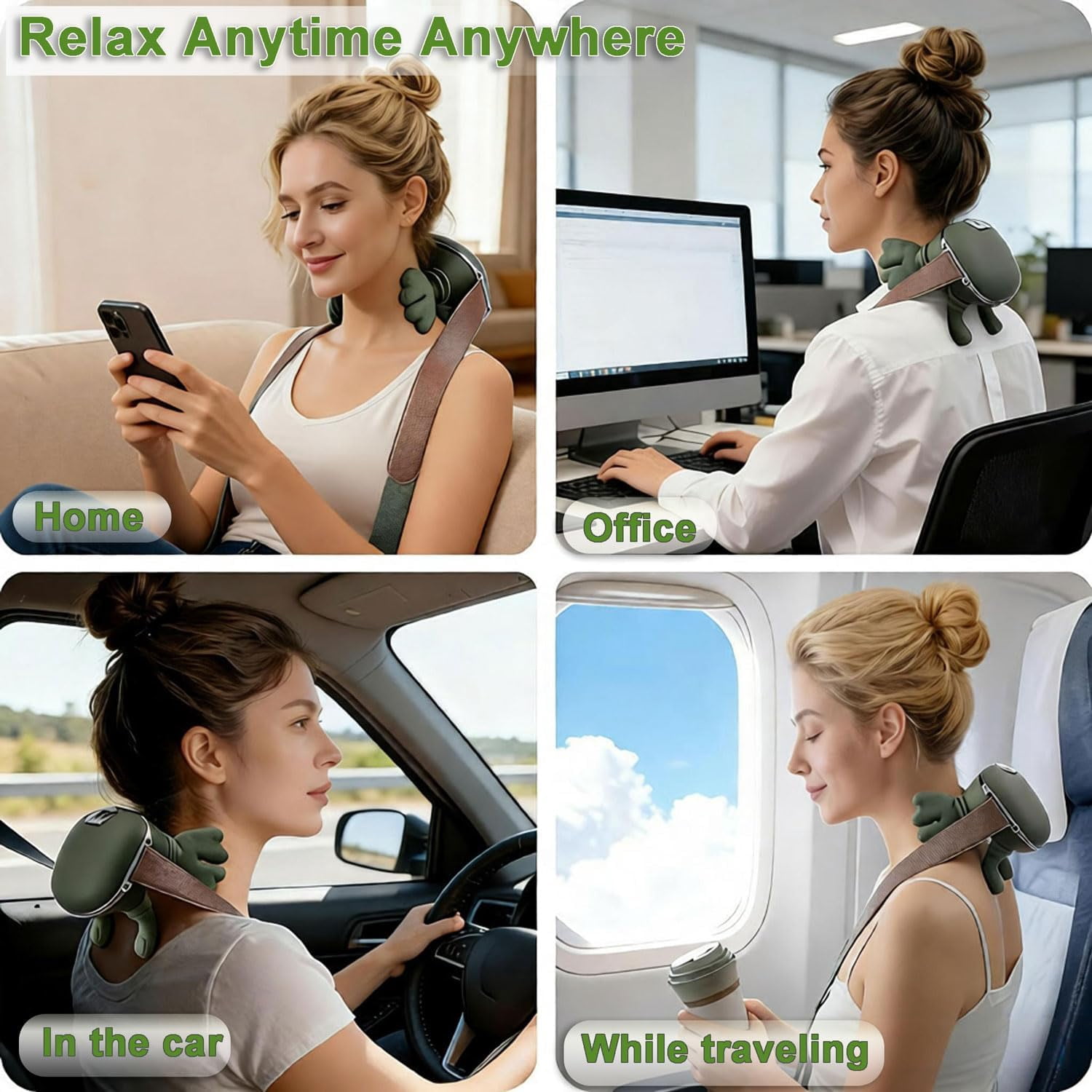 Neck Massager with Heat & 4D Kneading, Bionic Finger Shoulder Massager Simulates Real Palm Massage to Relax Muscle Tension