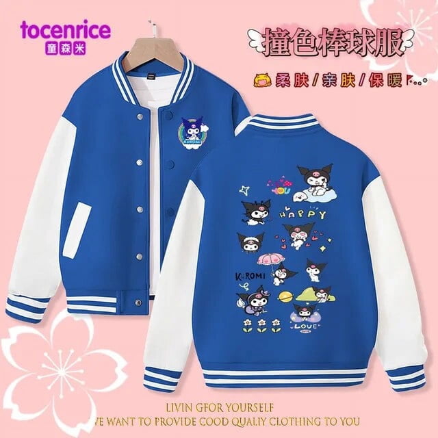 Sanrio Cinnamoroll Jacket Hello Kitty Kuromi Overcoat Woman Jacket Autumn Spring Kids Loose Sports Baseball Uniform Clothes Gift