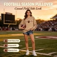 thumbnail image 5 of Football Shirts for Women Football Sweatshirts Pullover Sweaters Crew Neck Sweatshirts Rugby Shirt Long Sweaters Oversized Sweatshirt Fall Sweaters for Women Women's Fashion Hoodies & Sweatshirts, 5 of 7