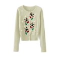thumbnail image 1 of FOCUSNORM Women Christmas Knit Cardigan Long Sleeve Button Closure Embroidery Snowman Tree Casual Sweater, 1 of 9
