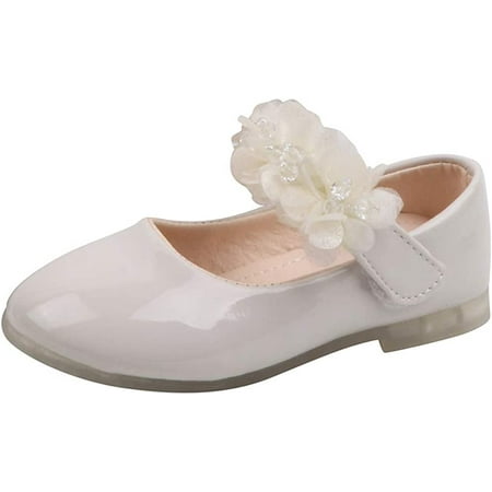 

QWZNDZGR Baby Girls Mary Jane Sequins Crown Flats PU Leather Wedding Party Princess Ballet Shoe Rubber Sole Ideal Walking Shoes