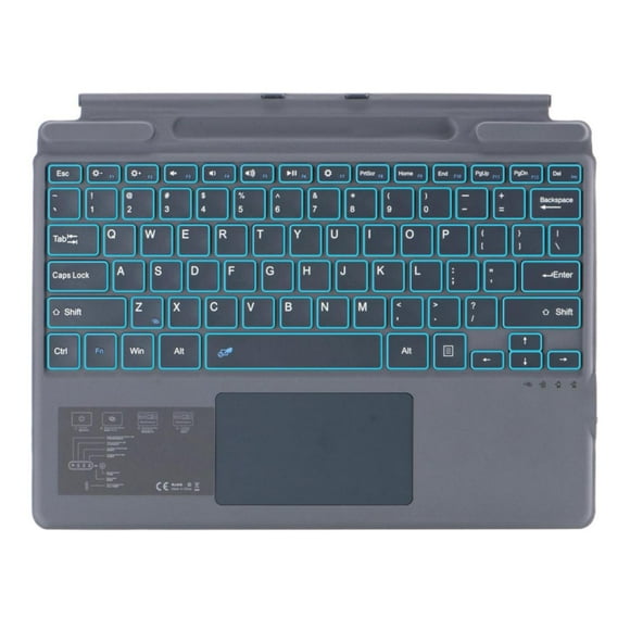Multicolor Backlit Bluetooth Keyboard for Surface Pro 8/9/10/11/X - Slim Wireless with Touchpad & Long Battery Life
