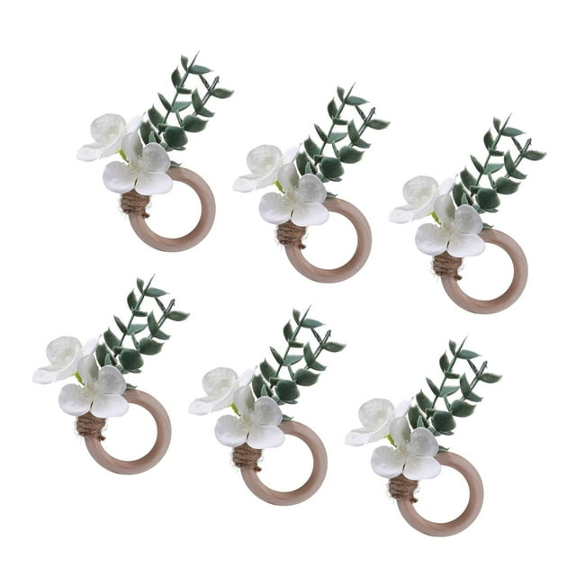 6 anillos para servilletas, hebillas para servilletas, anillos para servilletas florales para cenas, decoración para eventos navideños, cafeterías,
