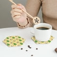 thumbnail image 3 of Leather Coasters with Heat-resistant for Drinks, Cute Avocado Yellow Stripe -标题2 Hexagon, 3 of 5