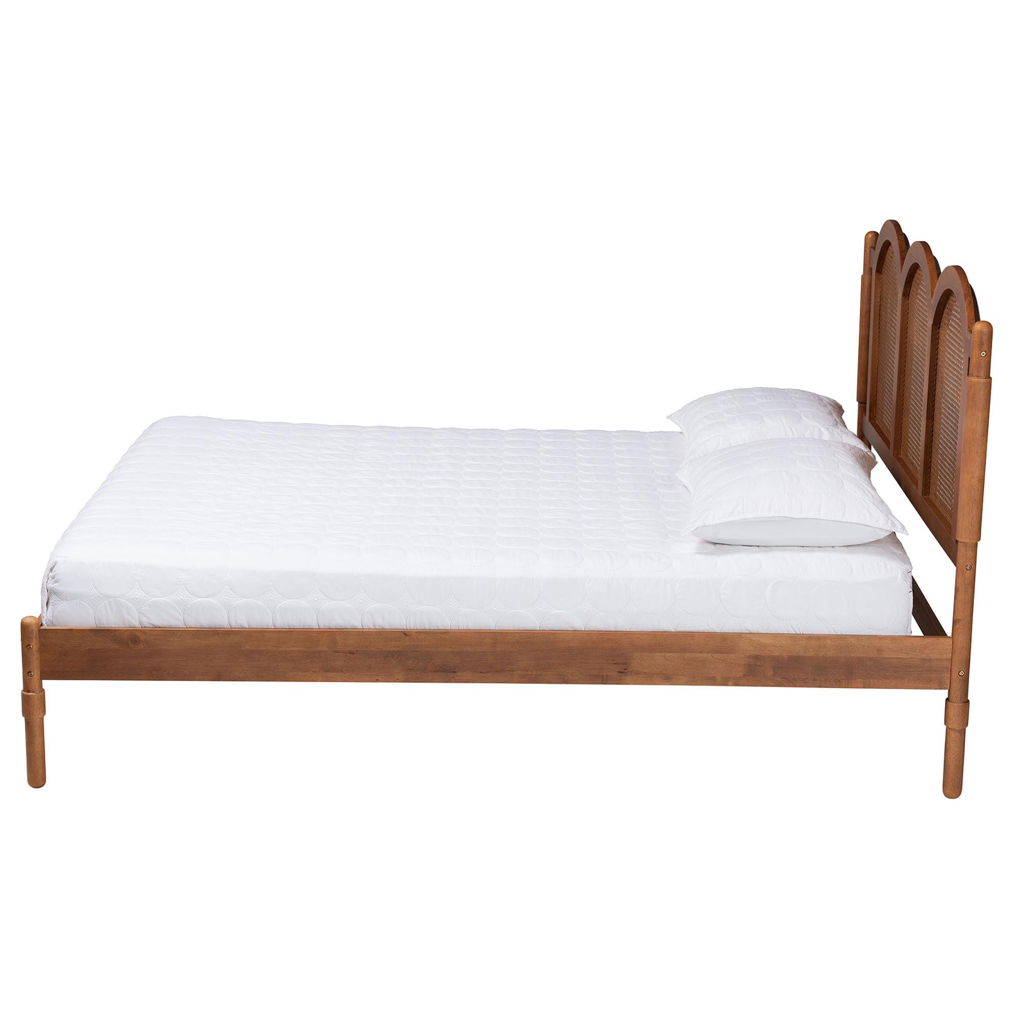 Baxton Studio Thatcher Mid-Century Platform Bed, Queen, Walnut Brown