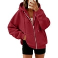 thumbnail image 3 of Oversized Zip Up Hoodie Women Casual Long Sleeve Sweatshirt Fall Winter Track Jackets, 3 of 7