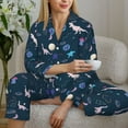 thumbnail image 6 of Kdxio Space Dinosaur Women's Pajama Sets Long Sleeve Button Down Sleepwear Nightwear Soft Pjs Lounge Sets-Large, 6 of 7