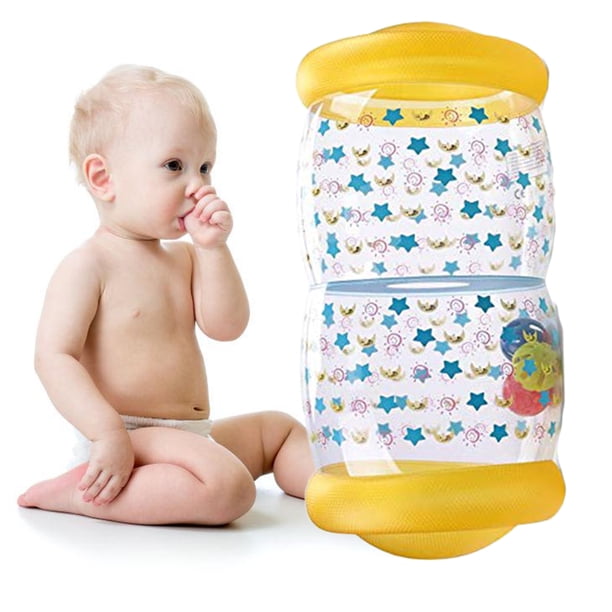 Juguete inflable con ruedas para bebés con pelota de colores, rodillo auxiliar para gatear para bebés