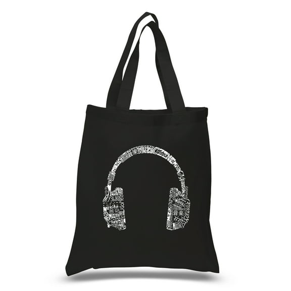 LA Pop Art Small Word Art Tote Bag - HEADPHONES - LANGUAGES