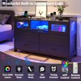 thumbnail image 4 of 7 Drawer Black Dresser For Bedroom, Long Dresser With Charging Station And Led Lights, Led Dresser Chest Of Drawers With 3 Visual Drawers, Modern Wood Dresser For Bedroom Living Room Hallway Entryway, 4 of 9