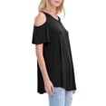 thumbnail image 2 of KOGMO Womens Cold Shoulder Short Ruffle Sleeve Tunic Top, 2 of 4
