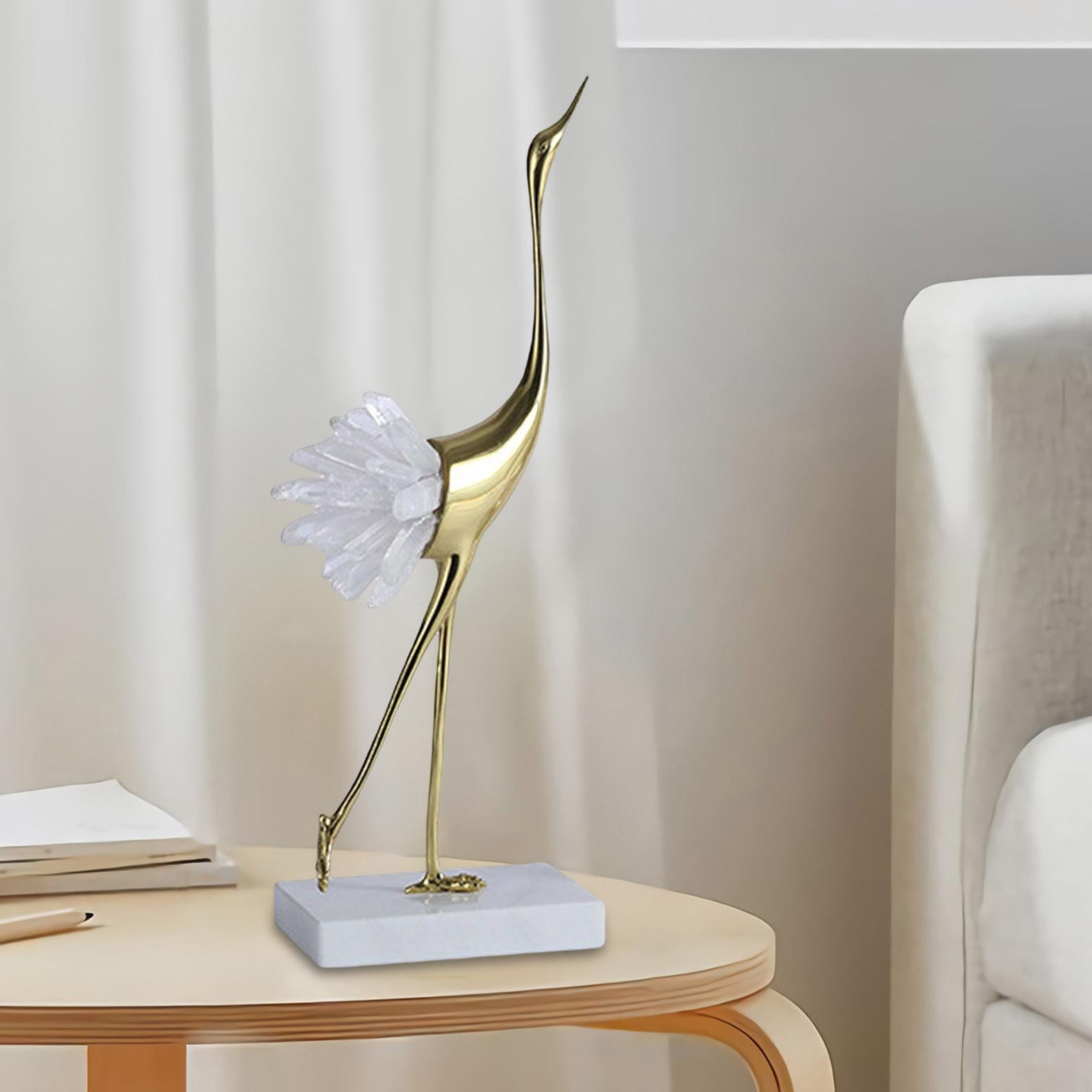 Golden Crane Statue Animal Bird Modern Minimalist Luxury Sculpture Figurine Ornament for Home Shelves Bedroom Decoration Style B